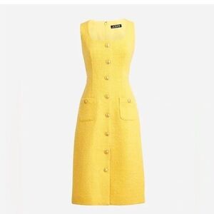J Crew Sophia Sleevess Midi Dress in Tweed yellow